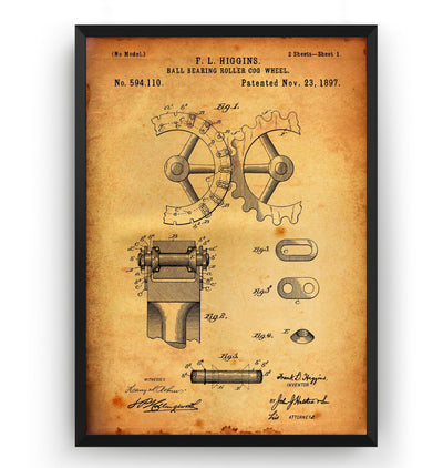 Ball Bearing Roller Cogwheel 1897 Patent Print - Magic Posters