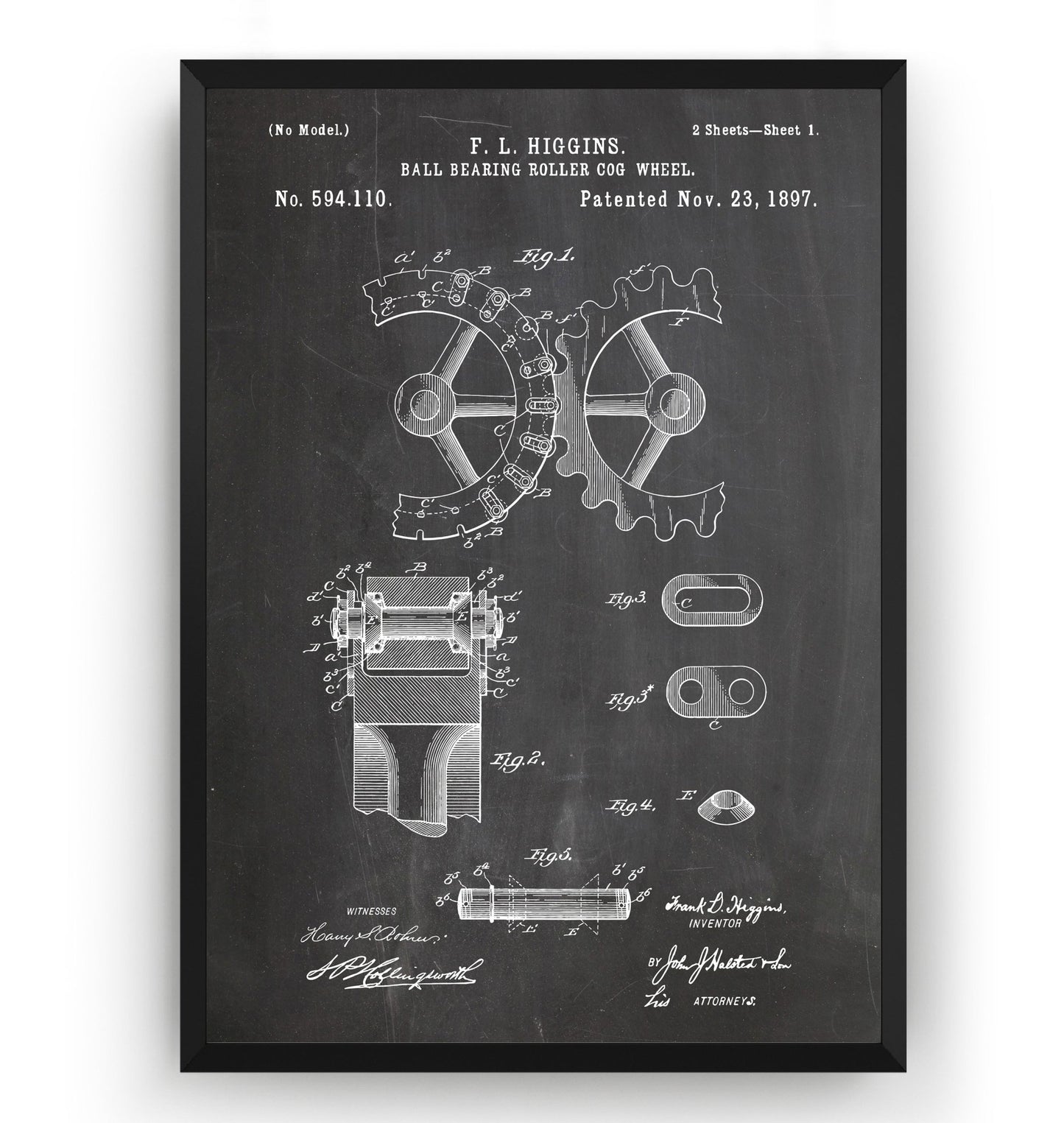 Ball Bearing Roller Cogwheel 1897 Patent Print - Magic Posters