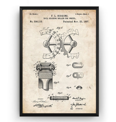Ball Bearing Roller Cogwheel 1897 Patent Print - Magic Posters