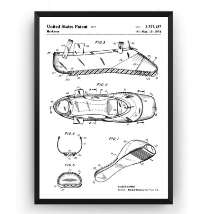 Ballet Slipper 1974 Patent Print - Magic Posters