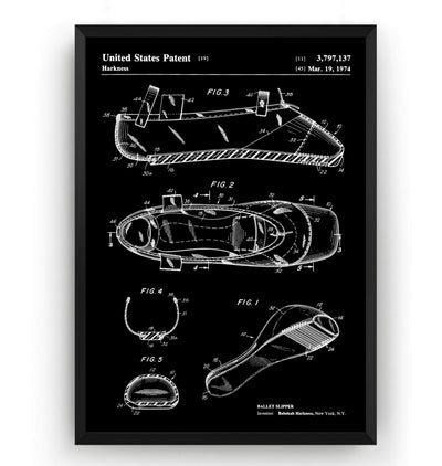 Ballet Slipper 1974 Patent Print - Magic Posters