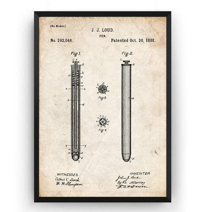 Ballpoint Pen 1888 Patent Print - Magic Posters