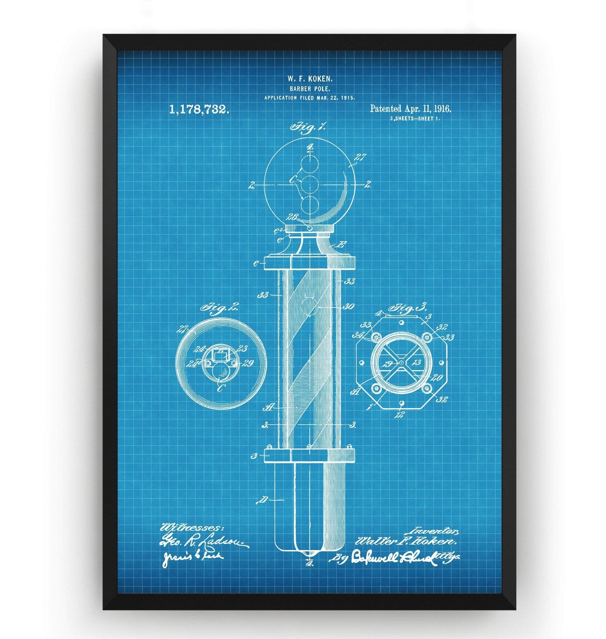 Barbers Pole Patent Print - Magic Posters