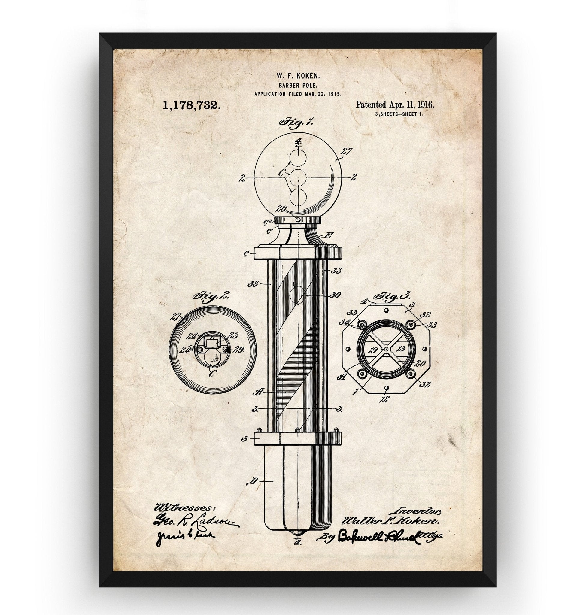 Barbers Pole Patent Print - Magic Posters