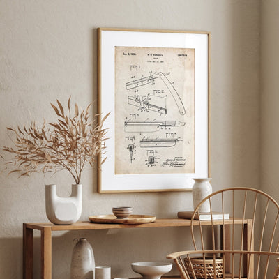 Barbers Razor 1935 Patent Print - Magic Posters