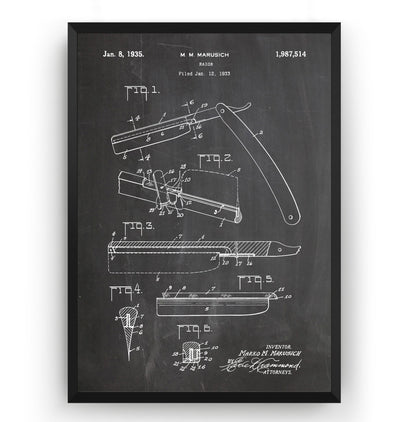 Barbers Razor 1935 Patent Print - Magic Posters
