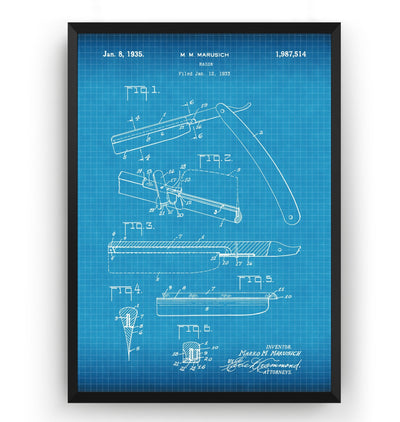 Barbers Razor 1935 Patent Print - Magic Posters