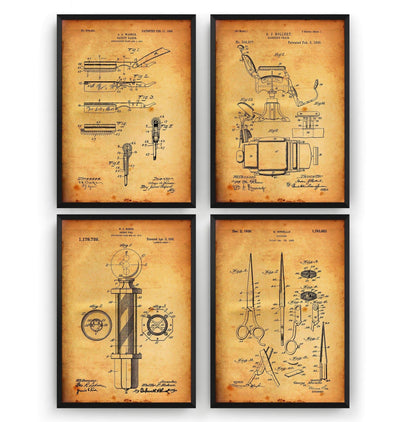 Barbers Set Of 4 Patent Prints - Magic Posters