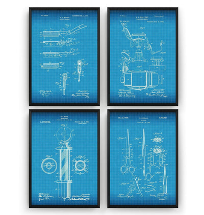Barbers Set Of 4 Patent Prints - Magic Posters