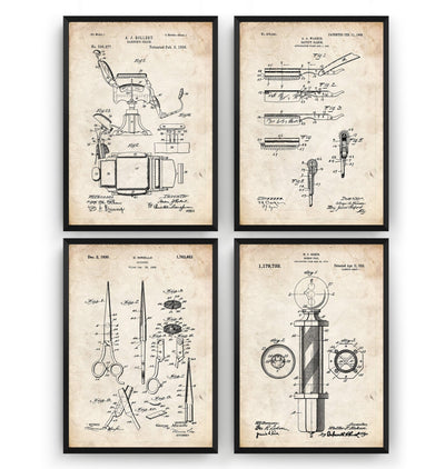 Barbers Set Of 4 Patent Prints - Magic Posters