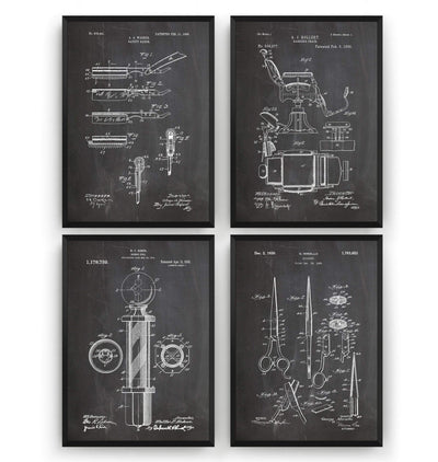 Barbers Set Of 4 Patent Prints - Magic Posters