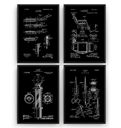 Barbers Set Of 4 Patent Prints - Magic Posters