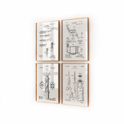 Barbers Set Of 4 Patent Prints - Magic Posters