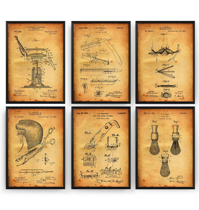 Barbers Set Of 6 Patent Prints V2 - Magic Posters