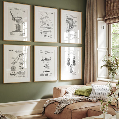 Barbers Set Of 6 Patent Prints V2 - Magic Posters