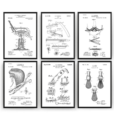 Barbers Set Of 6 Patent Prints V2 - Magic Posters