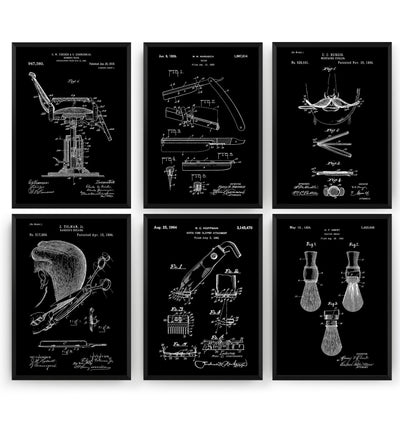 Barbers Set Of 6 Patent Prints V2 - Magic Posters