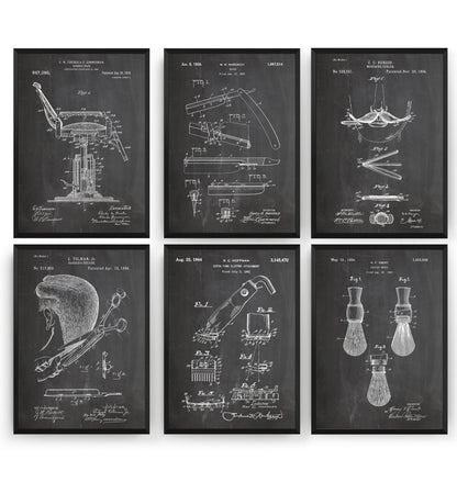 Barbers Set Of 6 Patent Prints V2 - Magic Posters
