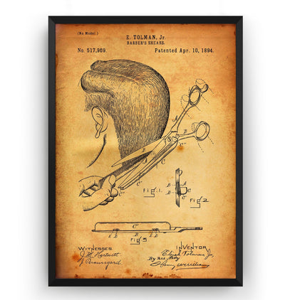 Barbers Shears 1894 Patent Print - Magic Posters