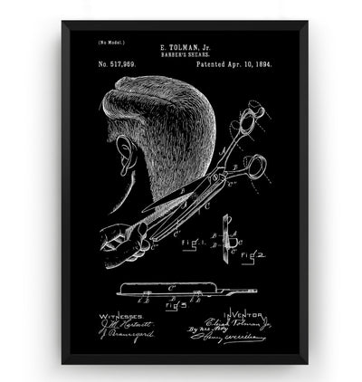 Barbers Shears 1894 Patent Print - Magic Posters