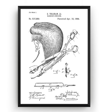 Barbers Shears 1894 Patent Print - Magic Posters