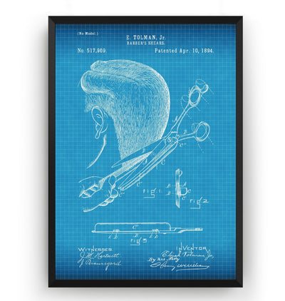 Barbers Shears 1894 Patent Print - Magic Posters