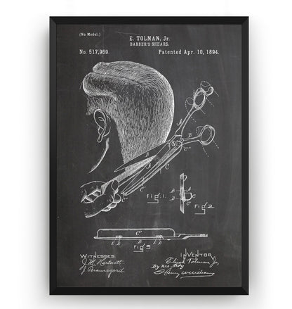 Barbers Shears 1894 Patent Print - Magic Posters