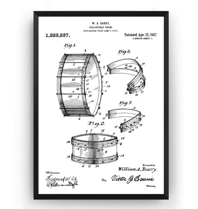 Barry Collapsible Drum 1917 Patent Print - Magic Posters