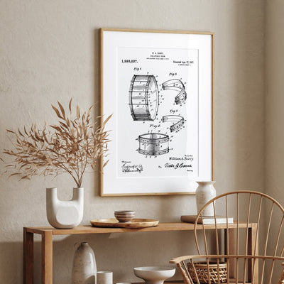 Barry Collapsible Drum 1917 Patent Print - Magic Posters