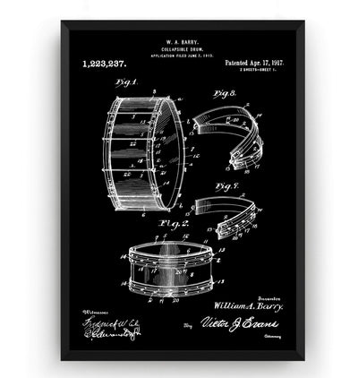 Barry Collapsible Drum 1917 Patent Print - Magic Posters
