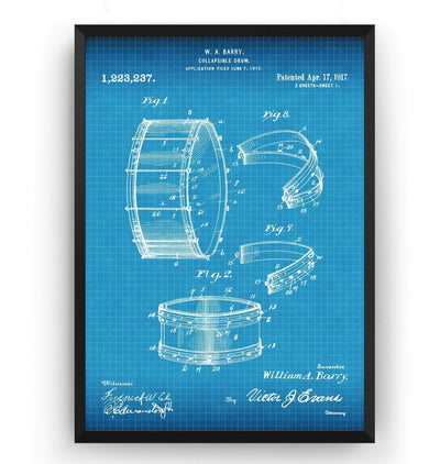 Barry Collapsible Drum 1917 Patent Print - Magic Posters