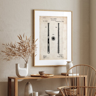 Baseball Bat 1885 Patent Print - Magic Posters