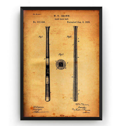 Baseball Bat 1885 Patent Print - Magic Posters