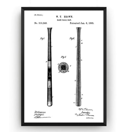 Baseball Bat 1885 Patent Print - Magic Posters