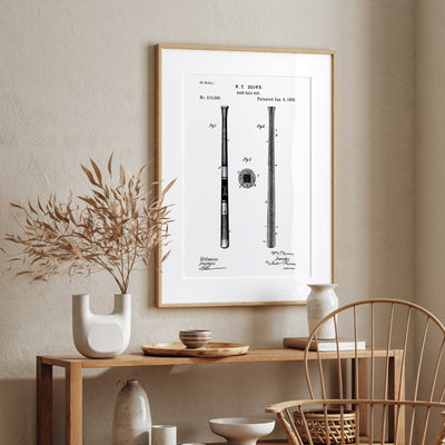 Baseball Bat 1885 Patent Print - Magic Posters
