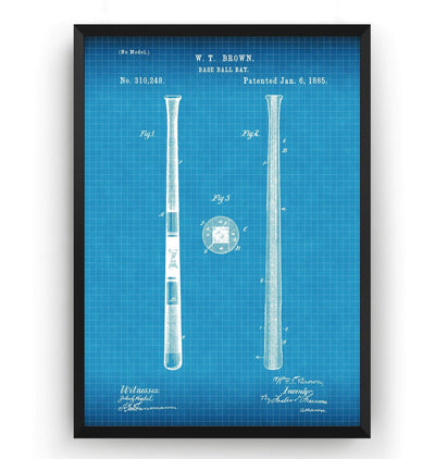 Baseball Bat 1885 Patent Print - Magic Posters