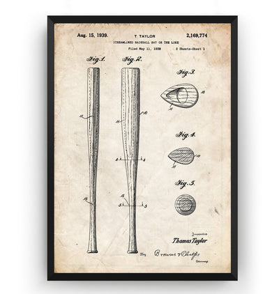 Baseball Bat 1939 Patent Print - Magic Posters