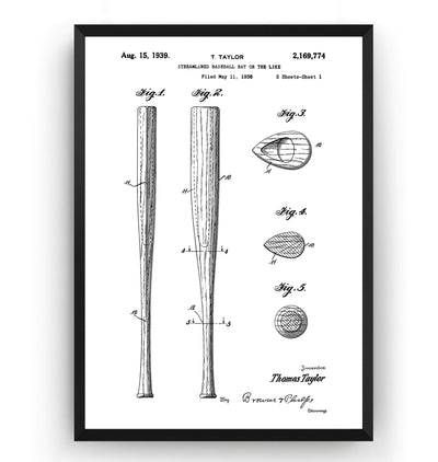 Baseball Bat 1939 Patent Print - Magic Posters