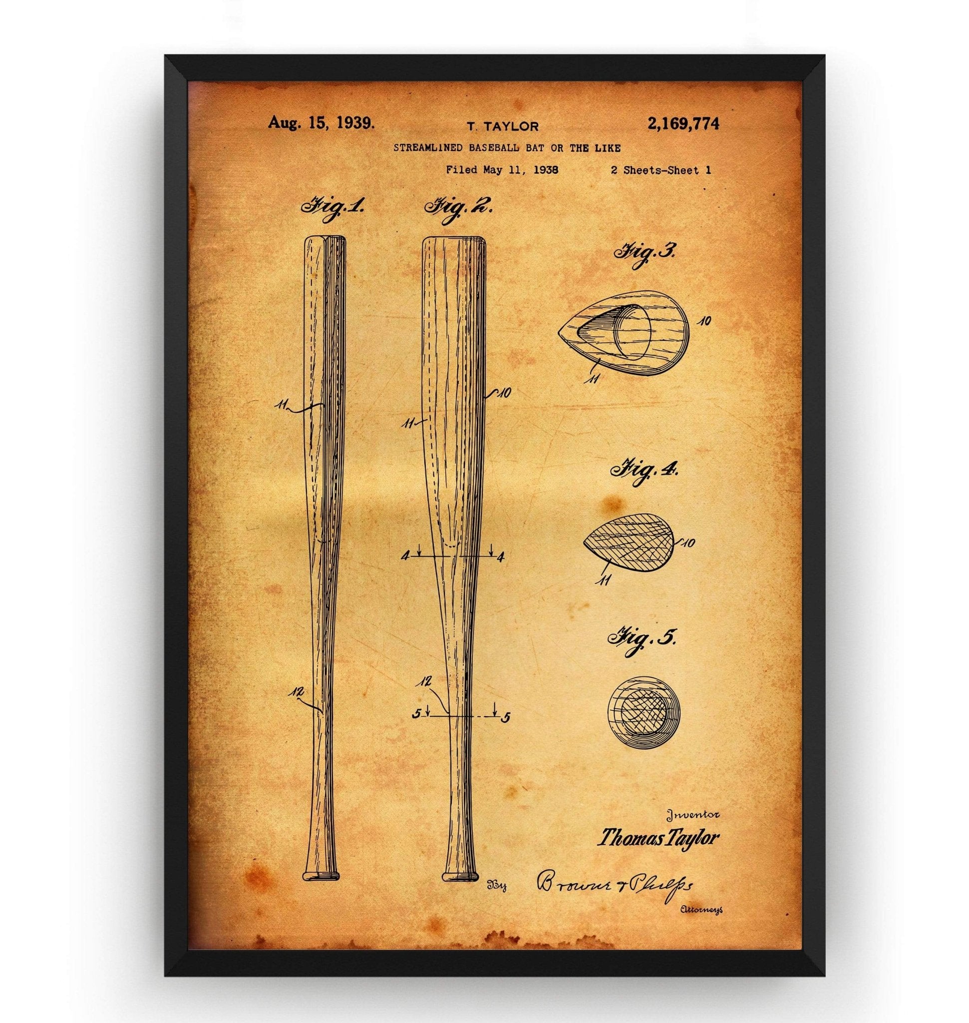 Baseball Bat 1939 Patent Print - Magic Posters