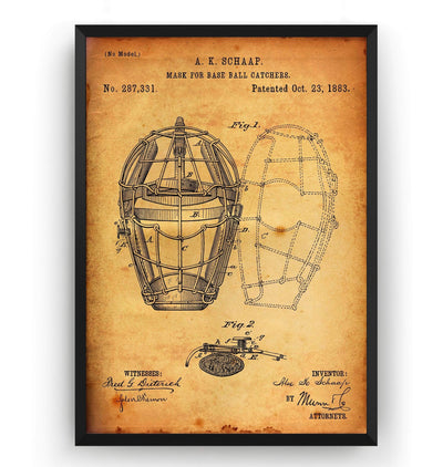 Baseball Catchers Mask 1883 Patent Print - Magic Posters