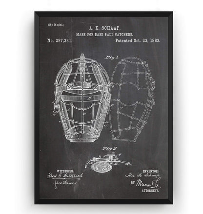 Baseball Catchers Mask 1883 Patent Print - Magic Posters