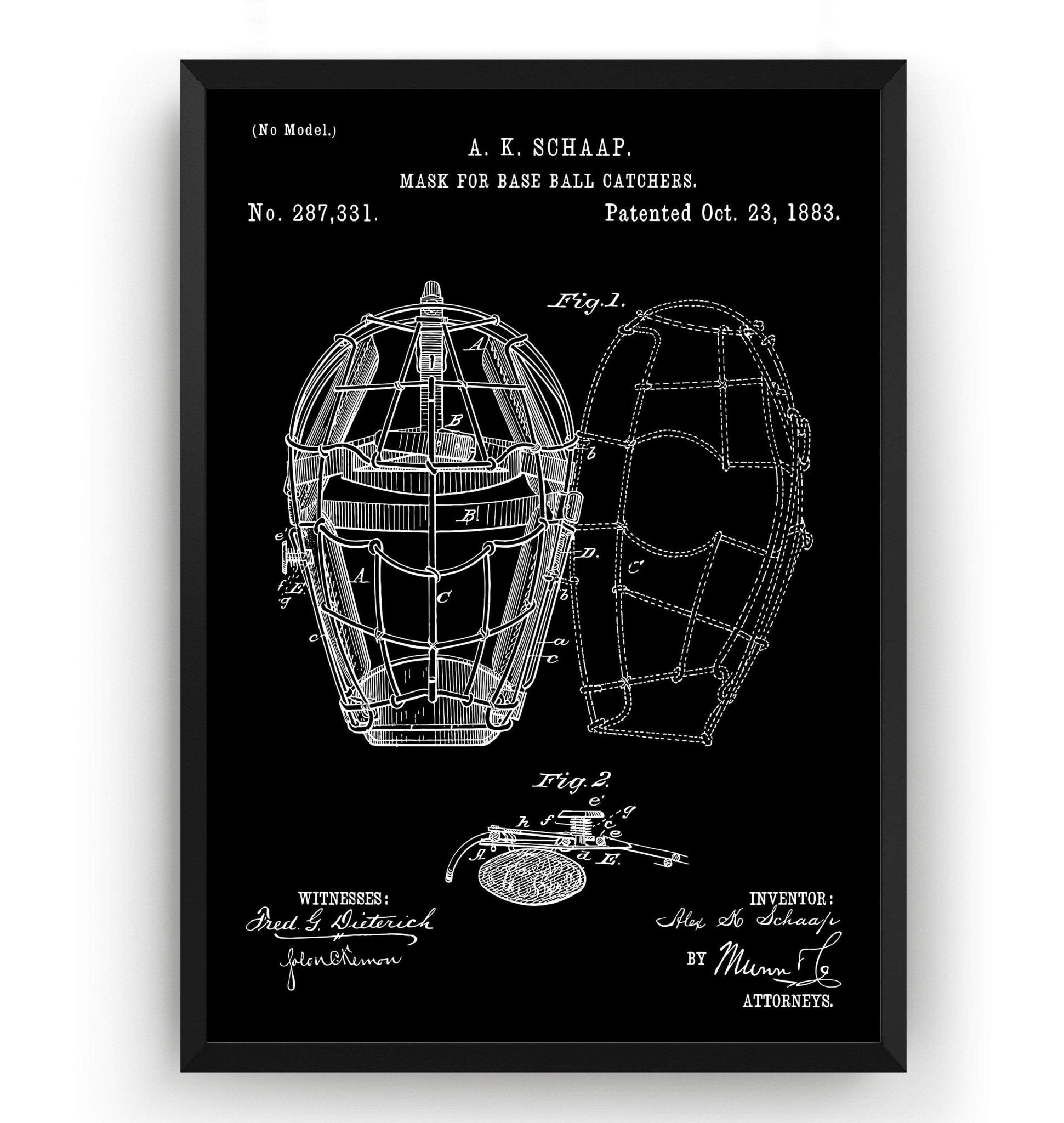 Baseball Catchers Mask 1883 Patent Print - Magic Posters