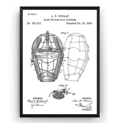 Baseball Catchers Mask 1883 Patent Print - Magic Posters