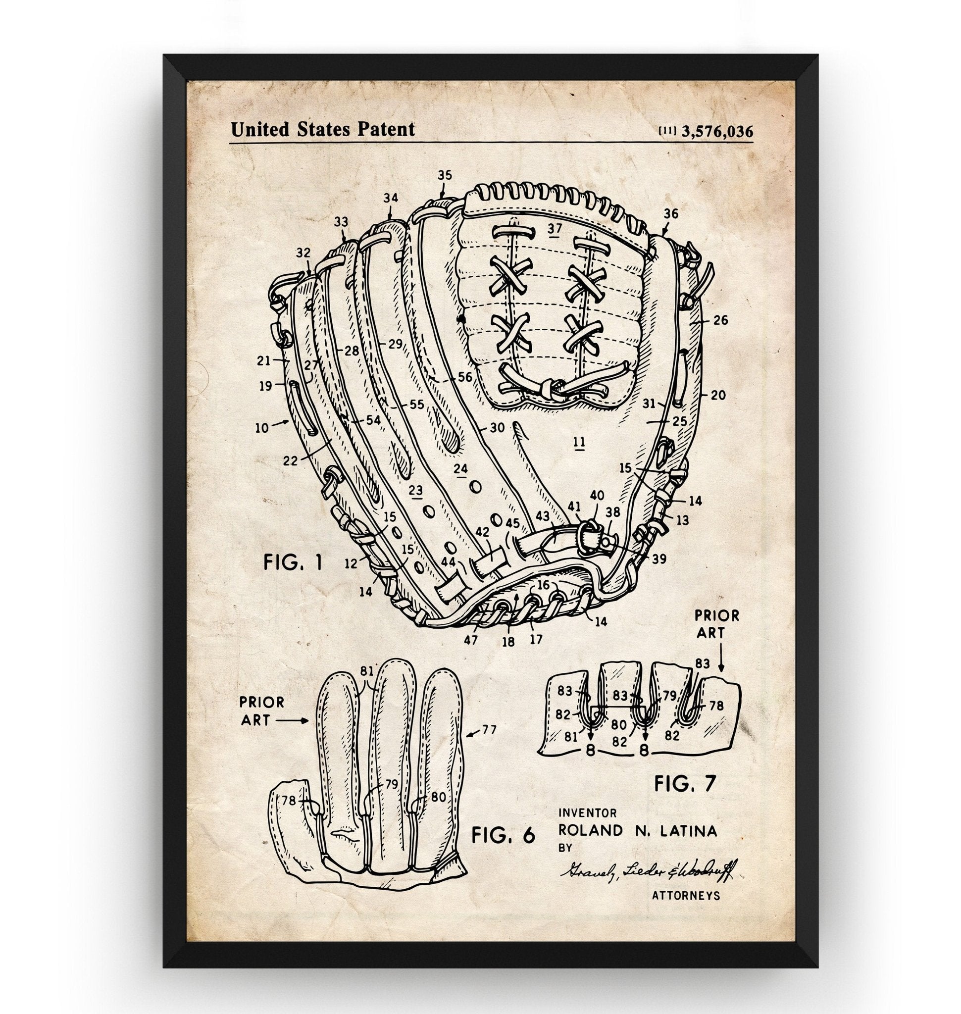 Baseball Glove 1971 Patent Print - Magic Posters