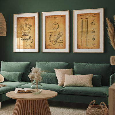 Baseball Set Of 3 Patent Prints - Magic Posters