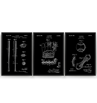 Baseball Set Of 3 Patent Prints - Magic Posters
