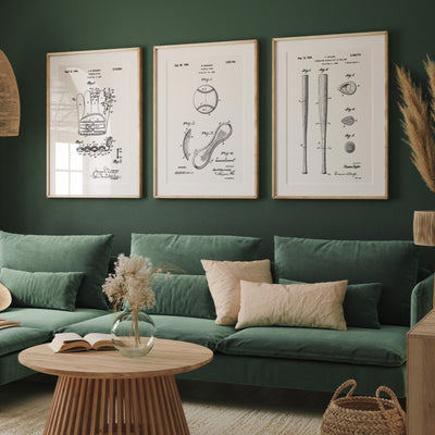 Baseball Set Of 3 Patent Prints - Magic Posters