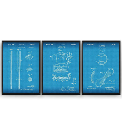 Baseball Set Of 3 Patent Prints - Magic Posters