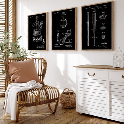 Baseball Set Of 3 Patent Prints - Magic Posters