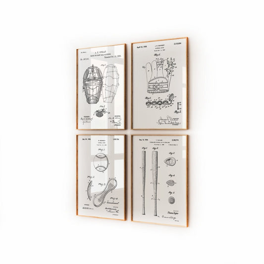 Baseball Set Of 4 Patent Prints - Magic Posters
